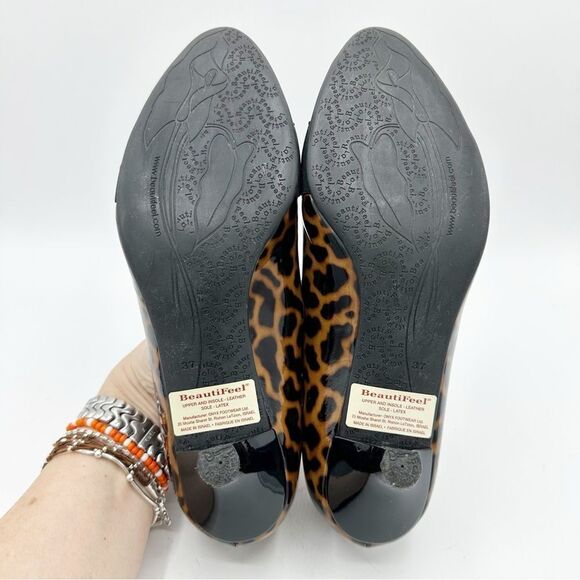 BeautiFeel Animal Print Patent Leather Kitten Heel‎ Pumps w/Elastic Accent 6.5 - Picture 10 of 14
